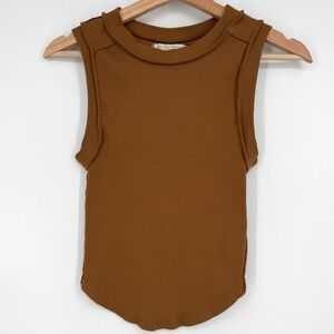 We The‎ Free Kate Tee Brown Ribbed Tank Top XS